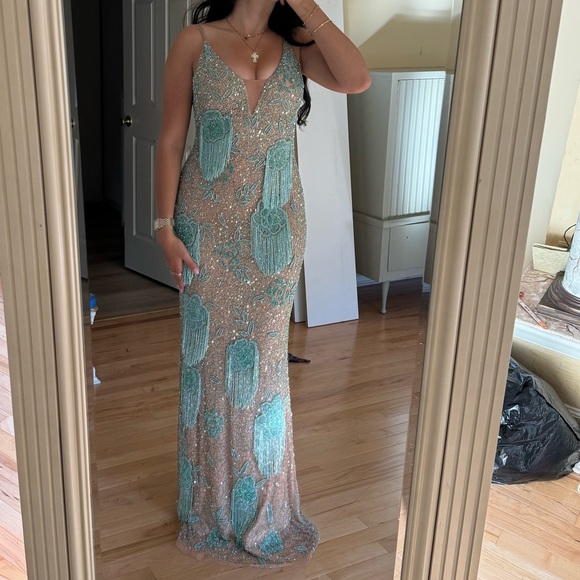 NEW Lara Women's Danika Floral Beaded Sheath Beaded Dress Beaded Fringe Sz 8 - Picture 5 of 8